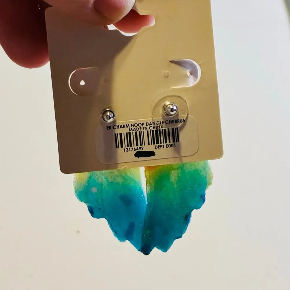 Rainbow Angel Wing Earrings Glitter Resin Statement Fairycore Pride Jewelry